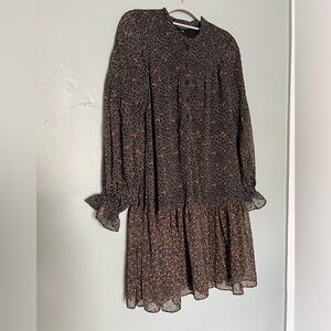 Whistles leaf print smocked dress